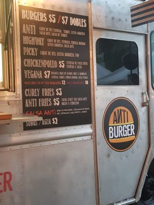Menu at Anti Burger in Panama City
