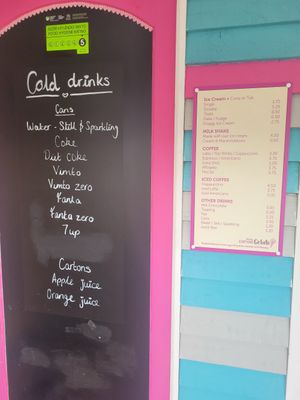 Menus at Cariad Gelato in Porthmadog