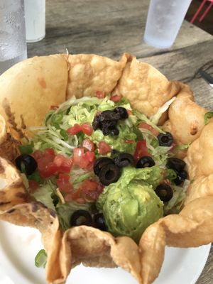 Veganified tostado bowl (request no dairy)  at Coyote Grill in Laguna Beach