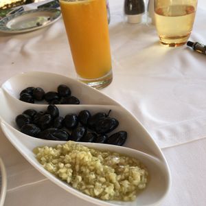 Garlic in olive oil, black olives from the island at Radisson Blu Udaipur Palace in Mezraya