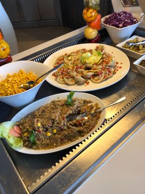 Salad bar at the buffet  at Radisson Blu Udaipur Palace in Mezraya