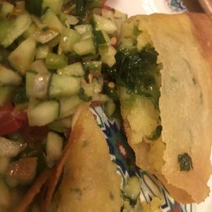  Amazing traditional brick field with potatoes and vegetables with a light fried crispy pastry  at Radisson Blu Udaipur Palace in Mezraya