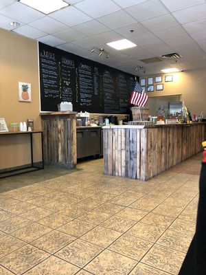 Really cute interior  at Farm 2 Cup Juicery in Raynham