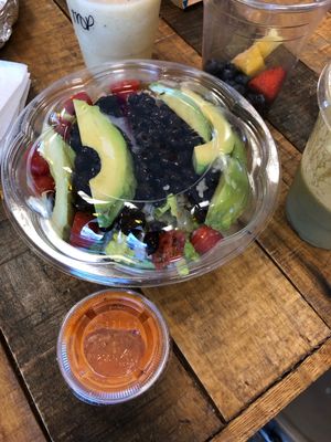 Burrito bowl at Farm 2 Cup Juicery in Raynham