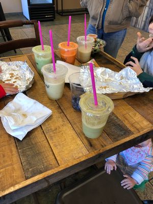 Lots of plastic and no recycling receptacle  at Farm 2 Cup Juicery in Raynham