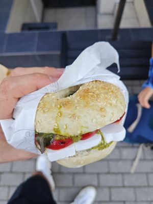 had the vegan athens bagel at Big Bad Bagels - Baznicas in Riga