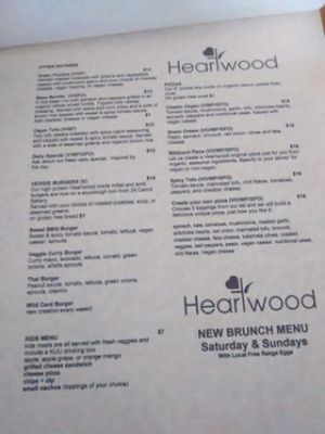 Menu at Heartwood Bakery & Cafe in Halifax