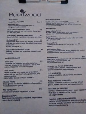 Menu 2 at Heartwood Bakery & Cafe in Halifax