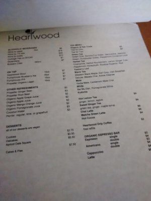 Menu 3 at Heartwood Bakery & Cafe in Halifax