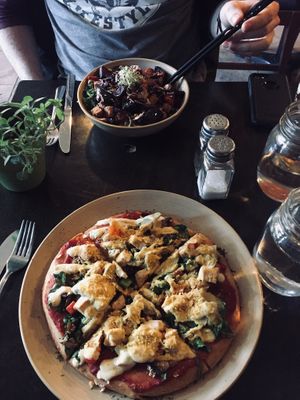 Classic vegan Pizza at Heartwood Bakery & Cafe in Halifax