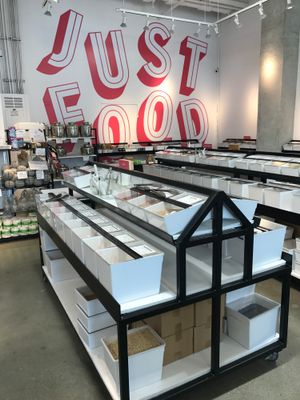 The shop showing bulk bins at Nada in Vancouver