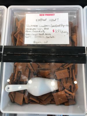 Bulk vegan cheeze crackers at Nada in Vancouver