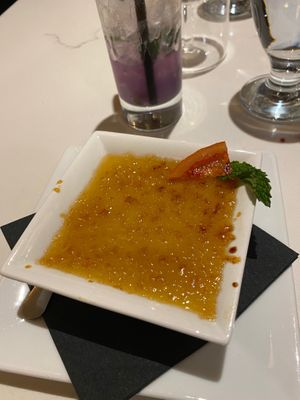 Vegan blood orange crème brûlée  at Mint in Glens Falls
