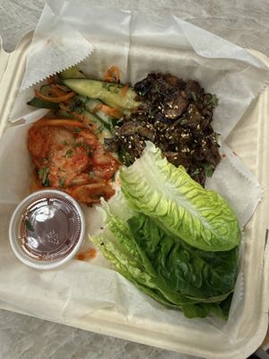 Mushroom/kimchi lettuce wraps   at Mint in Glens Falls