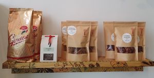 Vegan chocolate crisps and candied almonds to go.  at Ink Mind Core in Mount Waverley