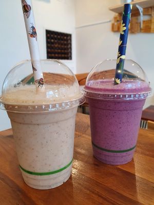 White and purple smoothies at Ink Mind Core in Mount Waverley