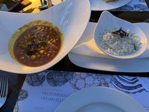 Indian veggies and rice. A bit spicey but solid taste   at Supetar in Cavtat