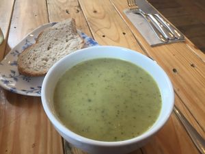 Courgette and Basil Soup at Unity Grill in Ayr