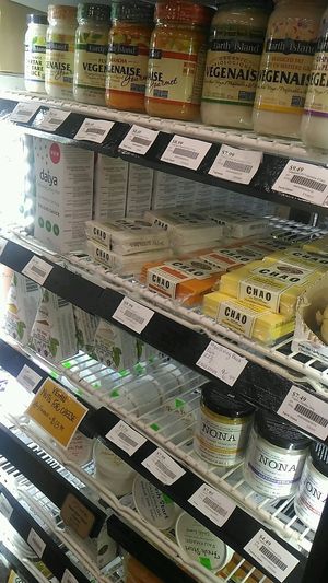 vegan cheeses at Organic Earth Market in Halifax