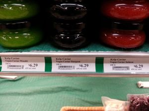 Vegan caviar. Taken by my friend Kenneth.  at Organic Earth Market in Halifax