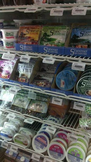 Vegan cheese at Organic Earth Market in Halifax