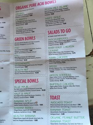 Page 2 of the menu at The Juice Pod in Sea Isle City
