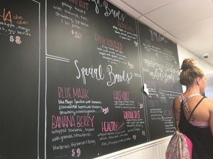 The menu written on the wall. at The Juice Pod in Sea Isle City