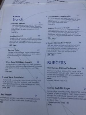 Menu as at April 2021 at Zetta's Pantry in Fitzroy