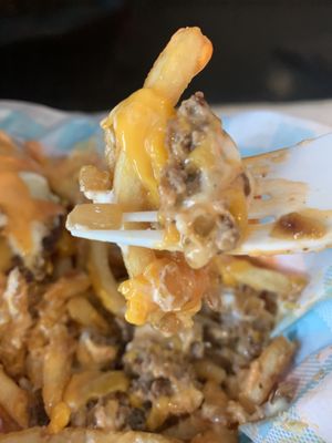 Dog Pile Fries w/ 2 Impossible patties at Monty's Good Burger - Koreatown in Los Angeles