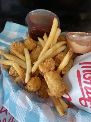 50/50 tater tots and fries  at Monty's Good Burger - Koreatown in Los Angeles