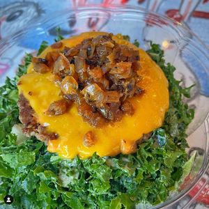 Add a patty to your salad for some extra yum!  at Monty's Good Burger - Koreatown in Los Angeles