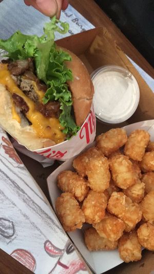 Double Burger! This place is so BOMB!  at Monty's Good Burger - Koreatown in Los Angeles