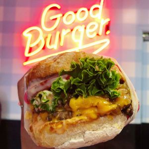 Double burger at Monty's Good Burger - Koreatown in Los Angeles