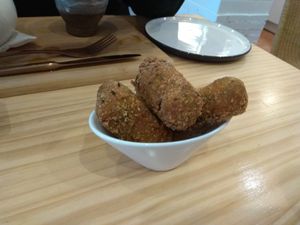 Croquetas (leeks,walnuts, soy milk, nuts) at Okaeri in Gijon
