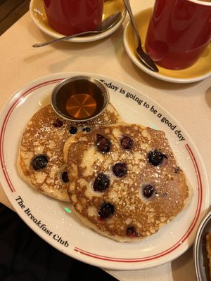 Vegan blueberry pancakes  at The Breakfast Club in London