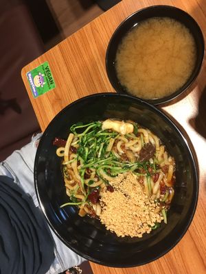 Vegan Sea food Udon was quite spicy but had a overall great taste  at  Kimburi 金料理 in Central Singapore