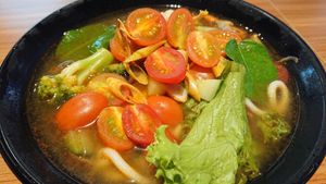tom yam udon soup at  Kimburi 金料理 in Central Singapore
