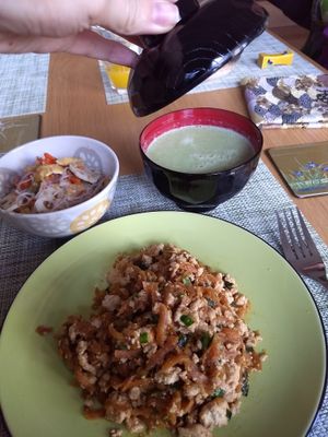 Breakfast at Vegan Minshuku Sanbiki Neko in Kyoto