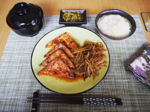 Breakfast at Vegan Minshuku Sanbiki Neko in Kyoto