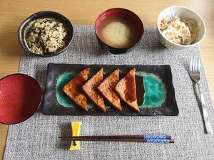 Breakfast at Vegan Minshuku Sanbiki Neko in Kyoto