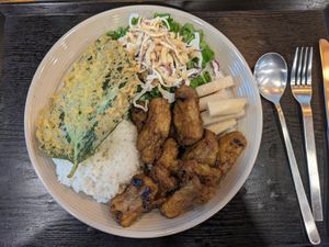 Soy chicken pieces at Loving Hut in Seogwipo