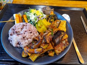 Eggplant dish at Loving Hut in Seogwipo