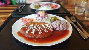 Pork cutlet at Loving Hut in Seogwipo