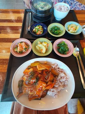 Delicious meals! at Loving Hut in Seogwipo
