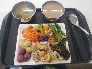 ~120 TWD, 100 with two discount vouchers. No rice at ZhǎngChūn 長春 - Minzu in Tainan