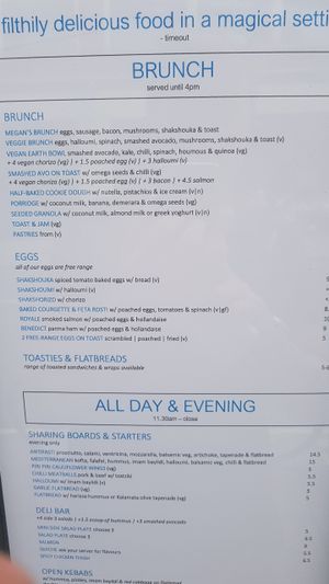 Brunch menu at Megan's by the Green in South West London