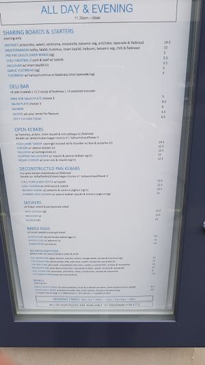 Main menu at Megan's by the Green in South West London