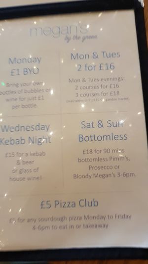 Specials at Megan's by the Green in South West London