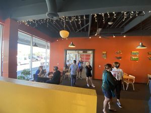 Front seating area at Middle Way Cafe in Anchorage