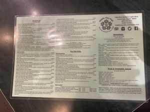 Menu side 1 at Middle Way Cafe in Anchorage
